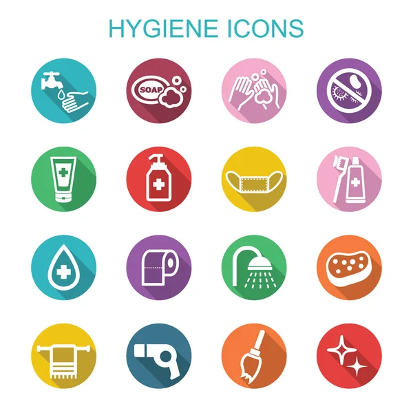 Higiene iconos sombra larga — Vector de stock