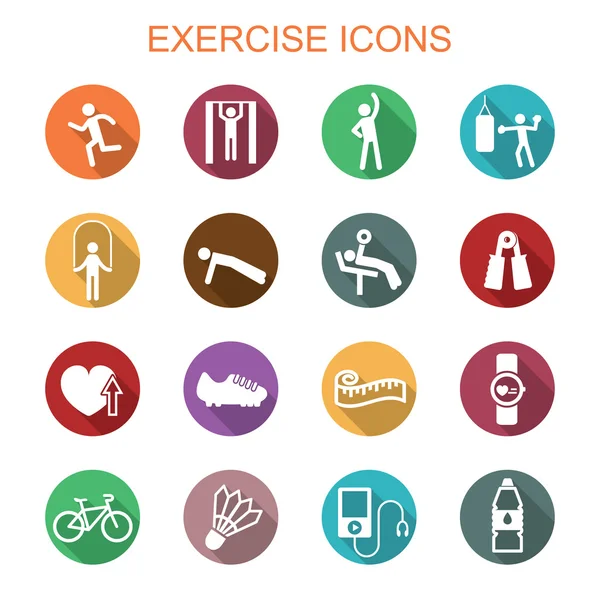 Exercise long shadow icons — Stock Illustration Exercise long shadow icons Royalty Free Stock Illustrations