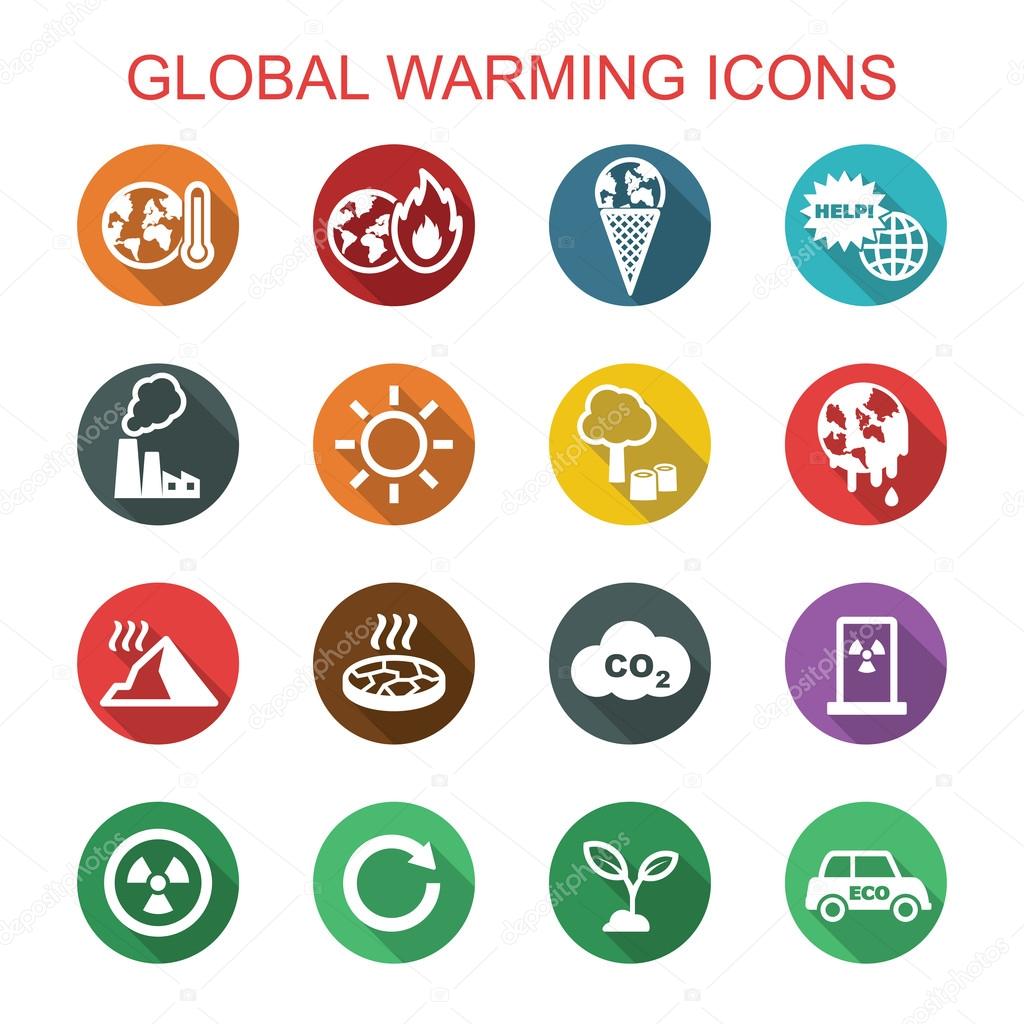 global warming long shadow icons