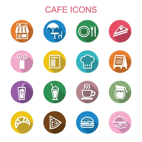 Café iconos de sombra larga — Vector de stock