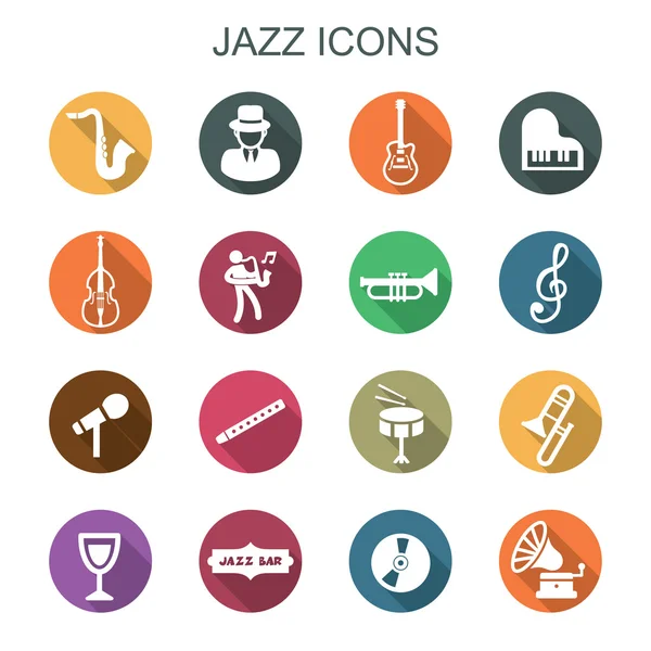 Jazz långa skugga ikoner — Stock vektor
