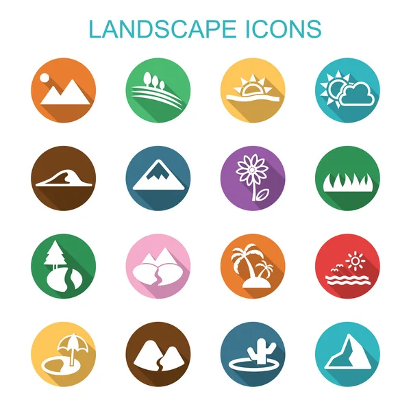 Iconos de sombra de paisaje largo — Vector de stock