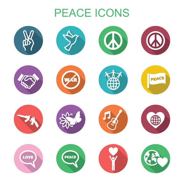 Béke hosszú árnyék ikonok — Stock Vector