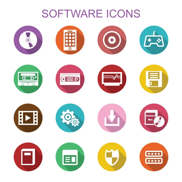 Iconos de sombra larga de software — Vector de stock