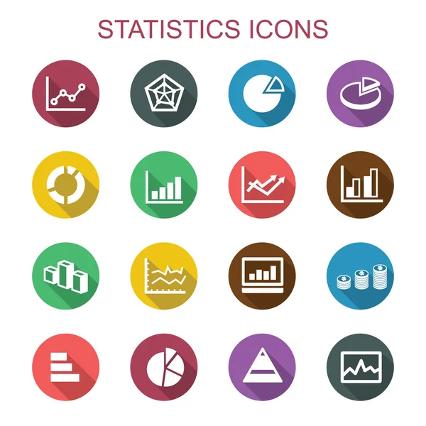 Statistiche lunghe icone ombra — Vettoriale Stock