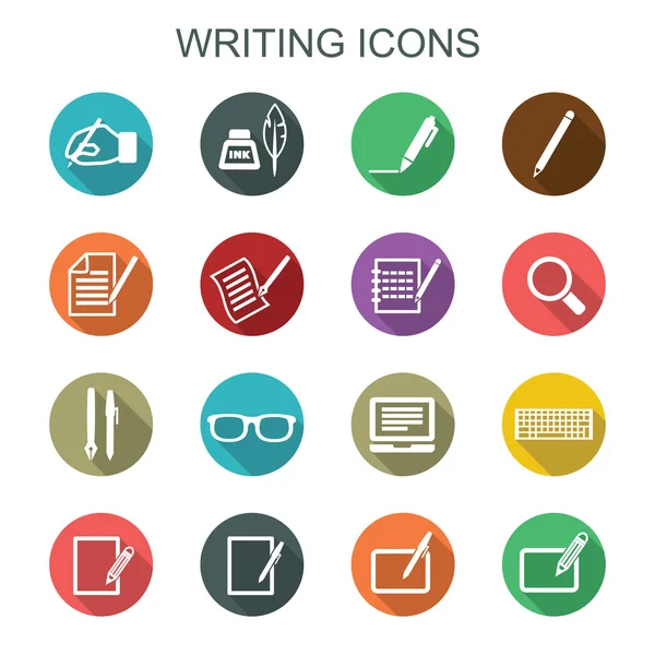 Writing long shadow icons — Stock Vector