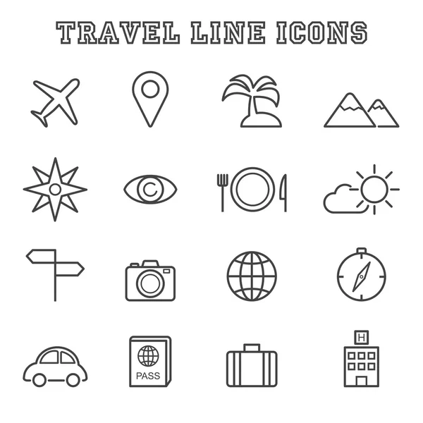 Linea di viaggio icone — Vettoriale Stock