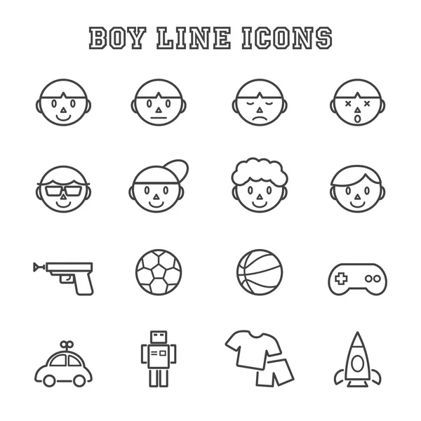 Boy line ikoner — Stock vektor