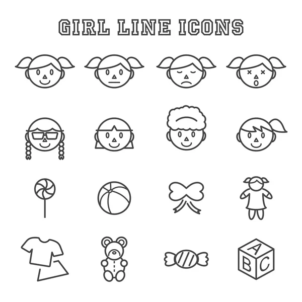 Línea de chica iconos — Archivo Imágenes Vectoriales