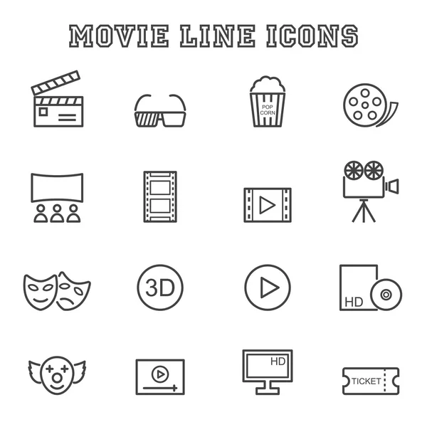 Línea de la película iconos — Archivo Imágenes Vectoriales