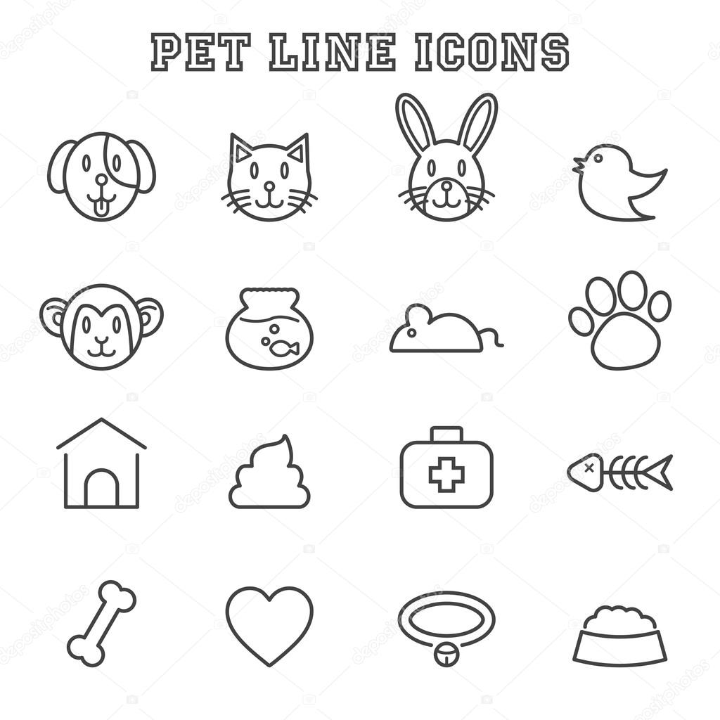 pet line icons
