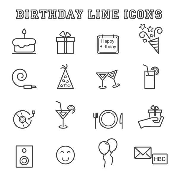 Födelsedagen linje ikoner — Stock vektor