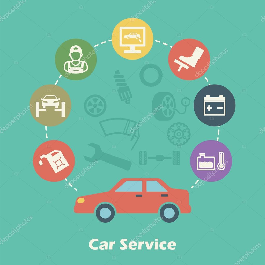 Car service concept, vector icons