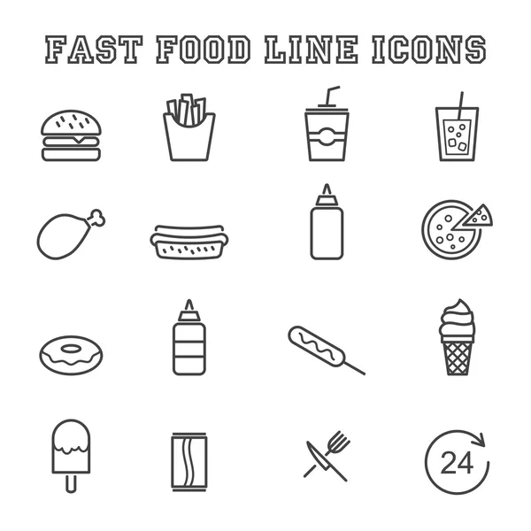 Iconos de línea de comida rápida — Vector de stock