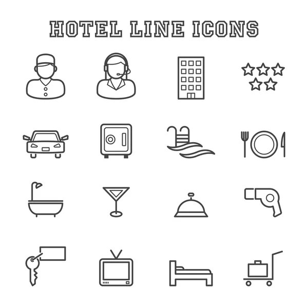 Icone della linea alberghiera — Vettoriale Stock