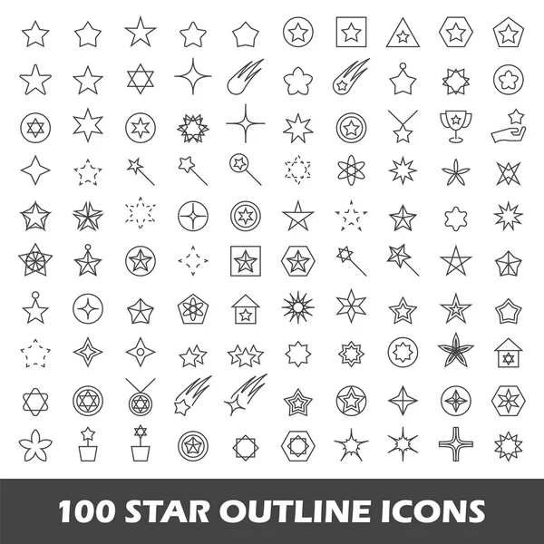 100 sterren schets iconen — Stockvector