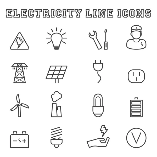 Ícones de linha de eletricidade — Vetor de Stock