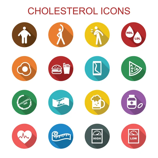 Kolesterol långa skugga ikoner — Stock vektor