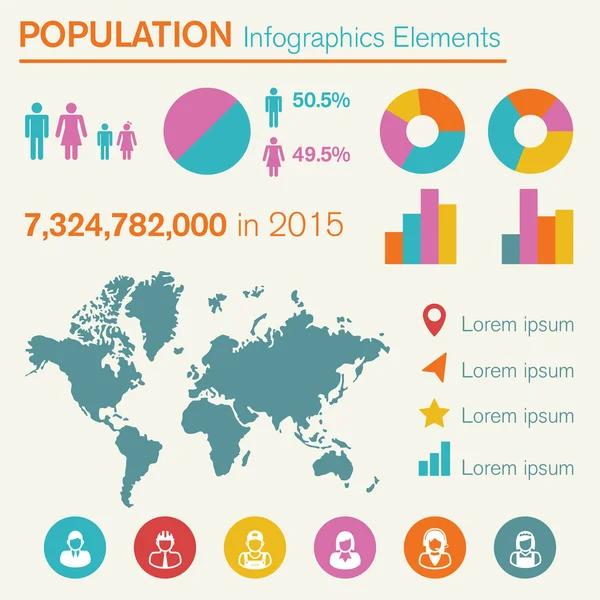 Populacji infografiki elementów — Wektor stockowy