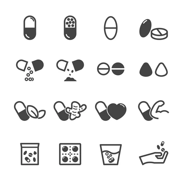 Capsule en pil pictogrammen — Stockvector