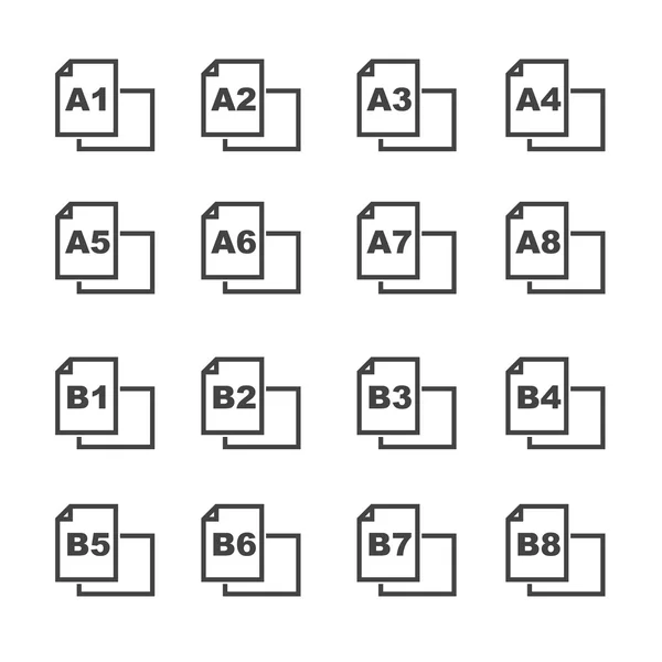 Ikony rozmiar papieru — Wektor stockowy