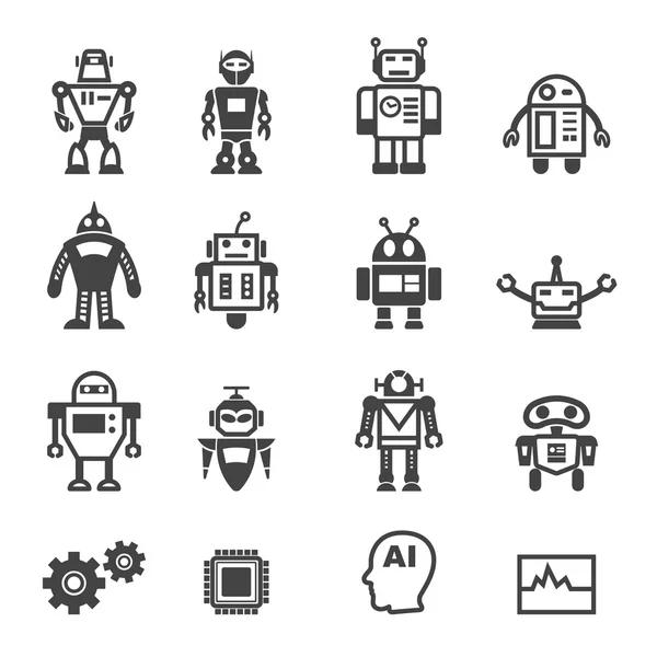 Εικονίδια ρομπότ — Διανυσματικό Αρχείο