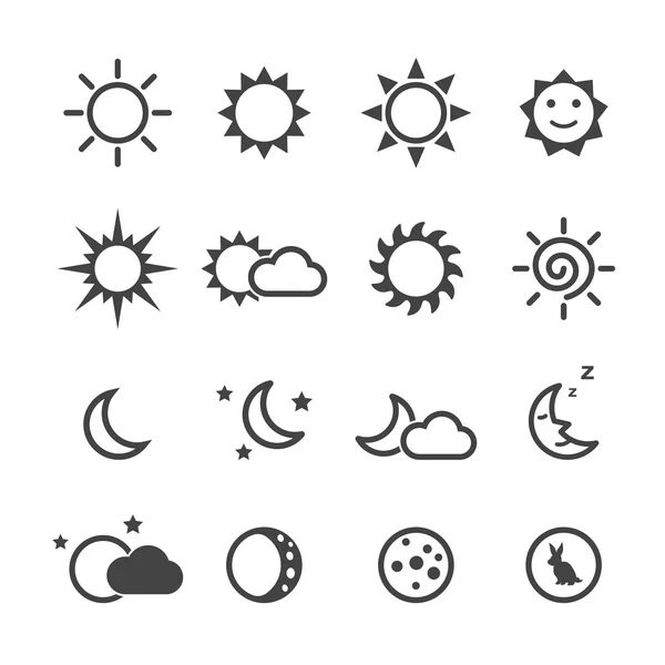 Iconos de sol y luna — Vector de stock