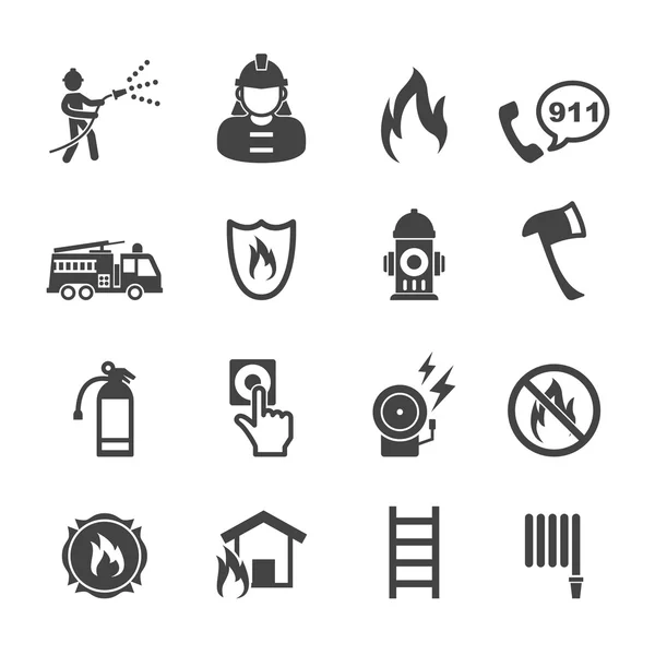 Iconos de bombero — Vector de stock