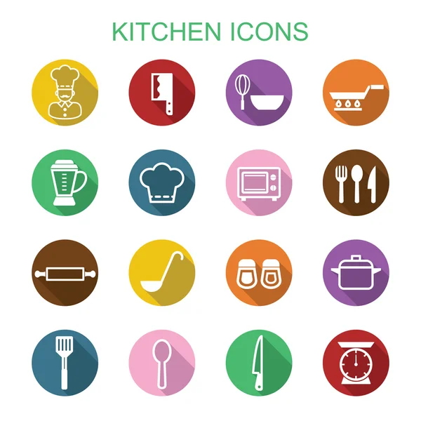 Cuisine longue ombre icônes — Image vectorielle