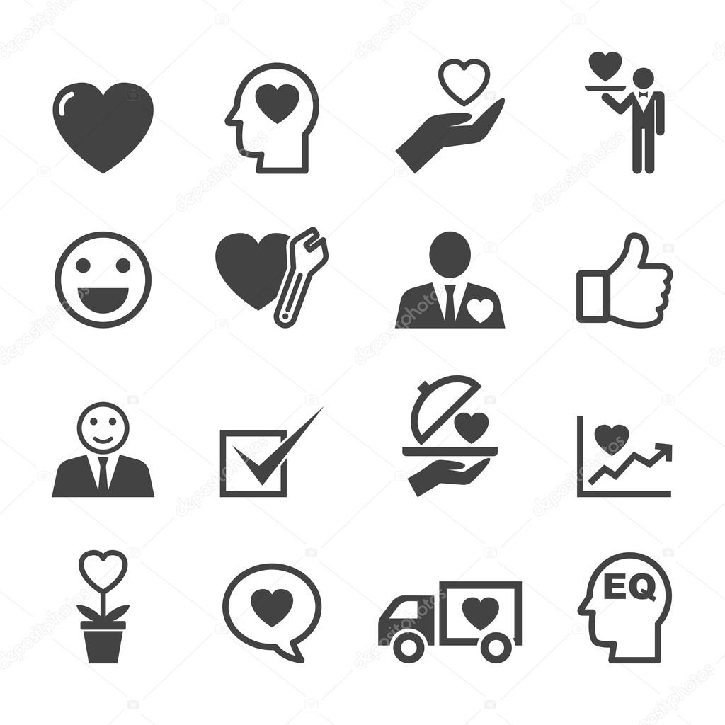 Service mind icons, mono vector symbols