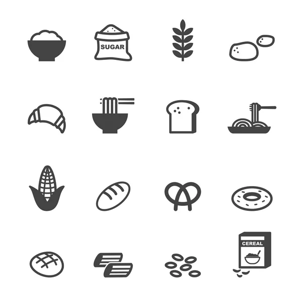 Sacharidů potraviny ikony — Stockový vektor