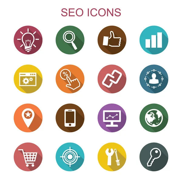 Seo long shadow icons — стоковый вектор