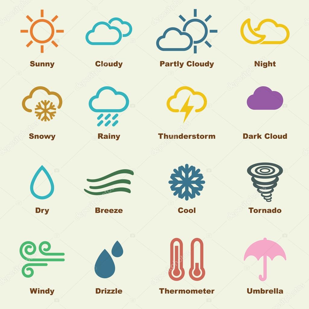 Weather elements, vector infographic icons