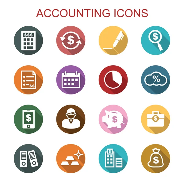 Accounting long shadow icons — ストックベクタ