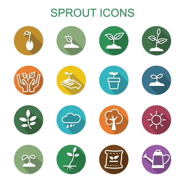 Sprout long shadow icons — Stockvector
