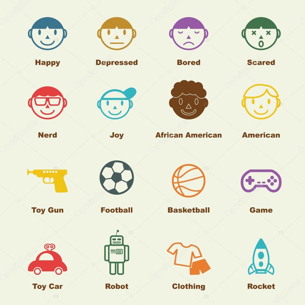 Boy elements, vector infographic icons