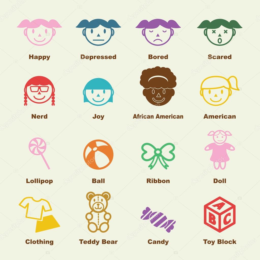 Girl elements, vector infographic icons