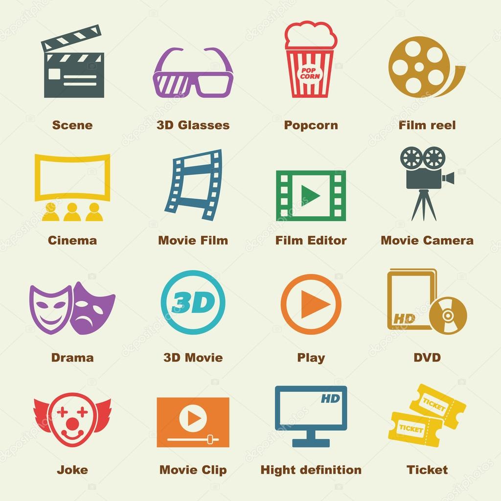 Movie elements, vector infographic icons
