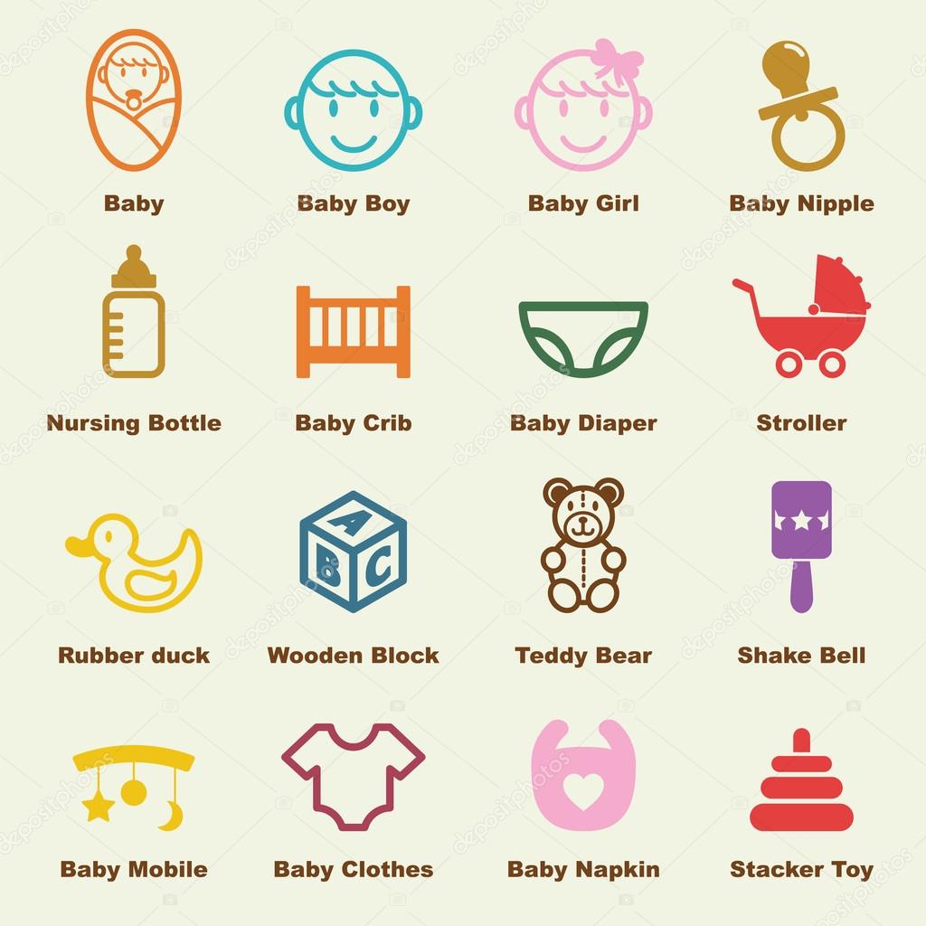 Baby elements, vector infographic icons