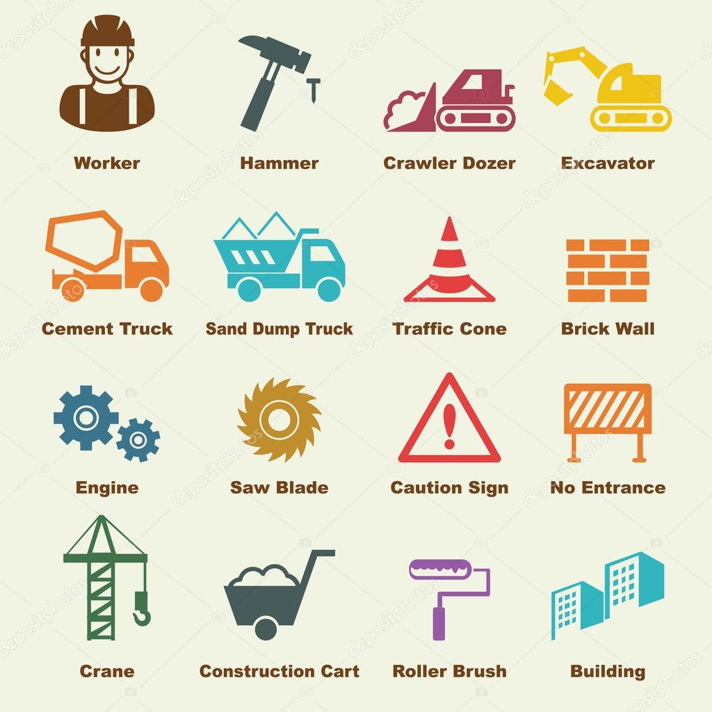 Construction elements, vector infographic icons