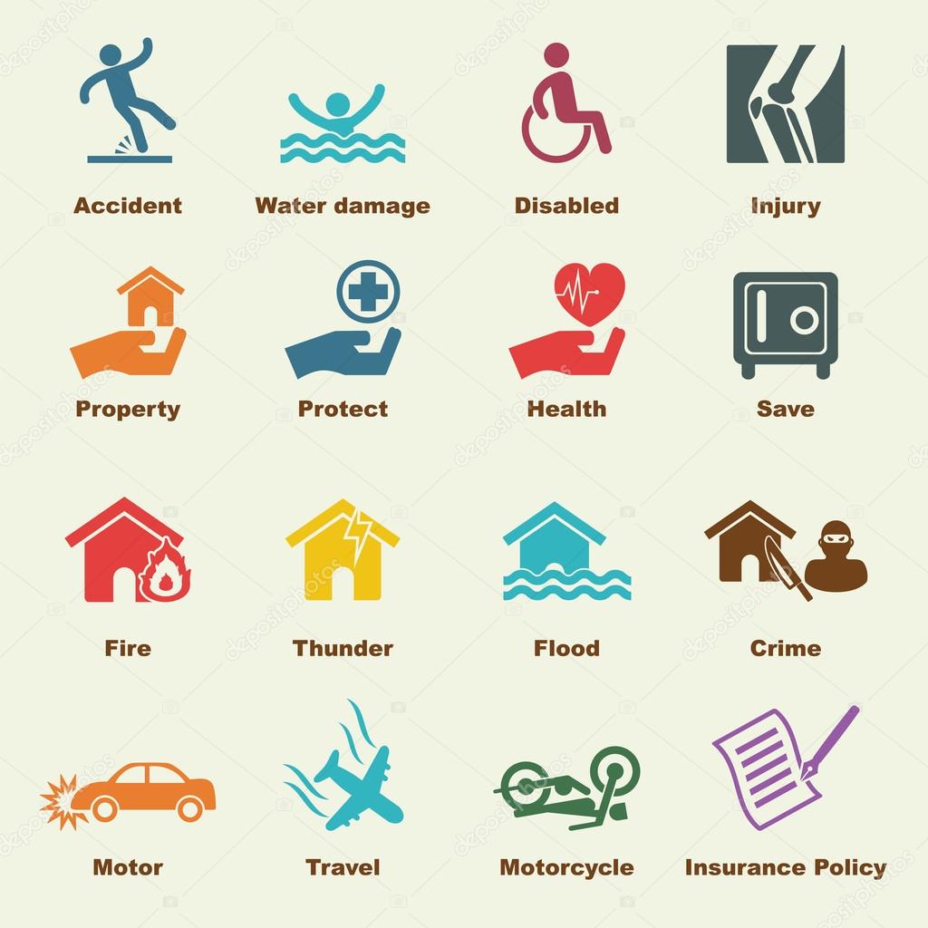 Insurance elements, vector infigraphic icons