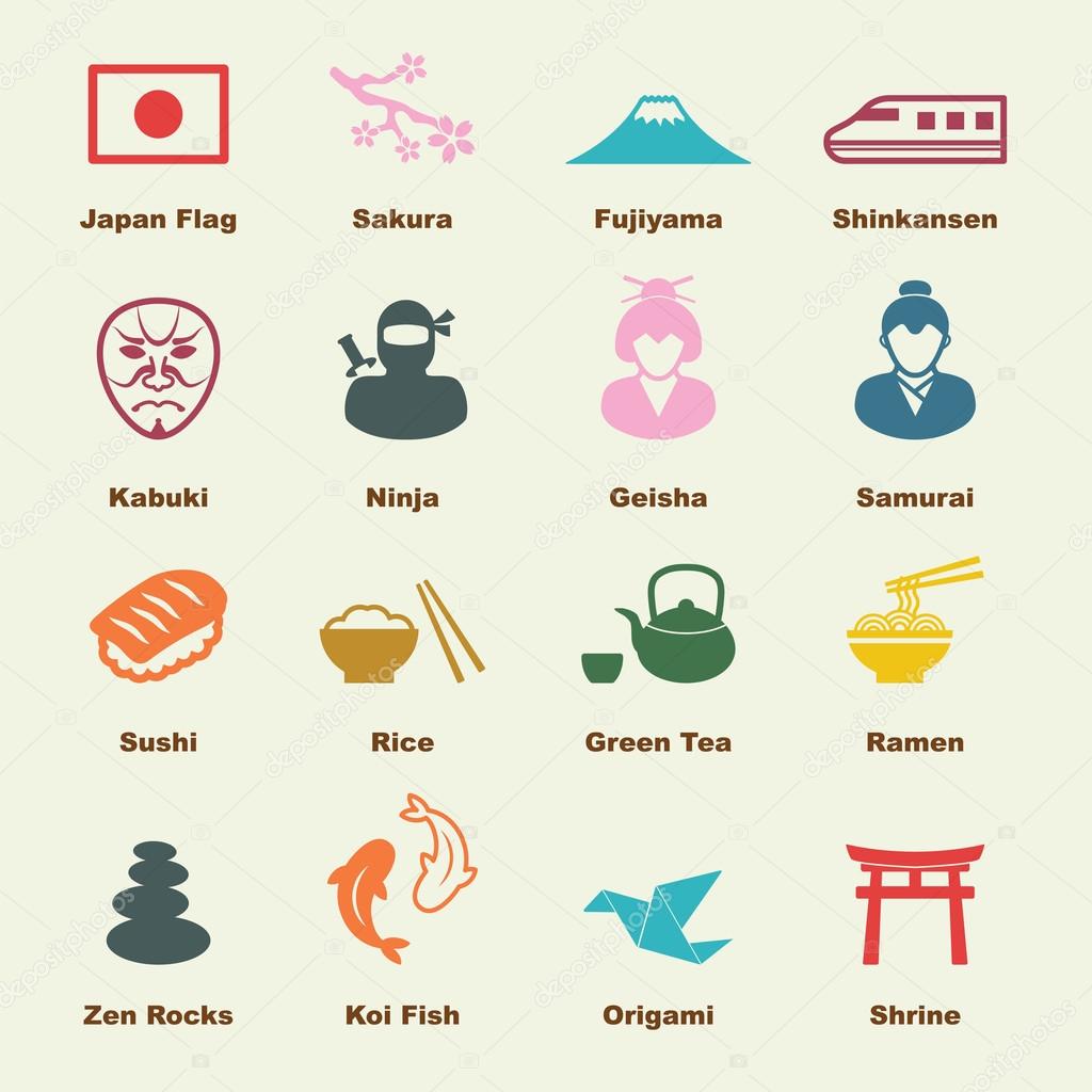 Japanese elements, vector infographic icons