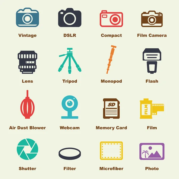 Elementi della fotocamera — Vettoriale Stock