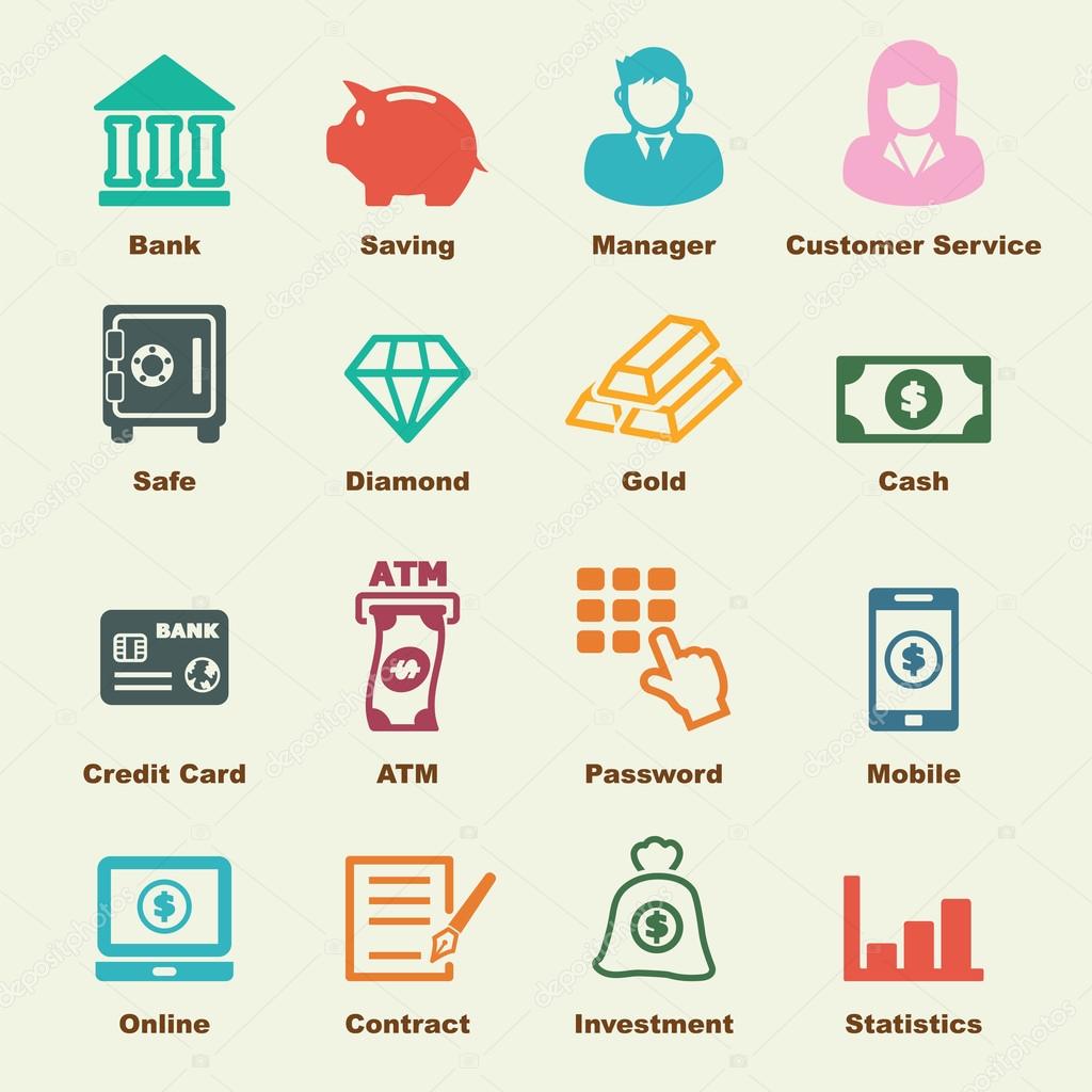 Banking elements, vector infographic icons
