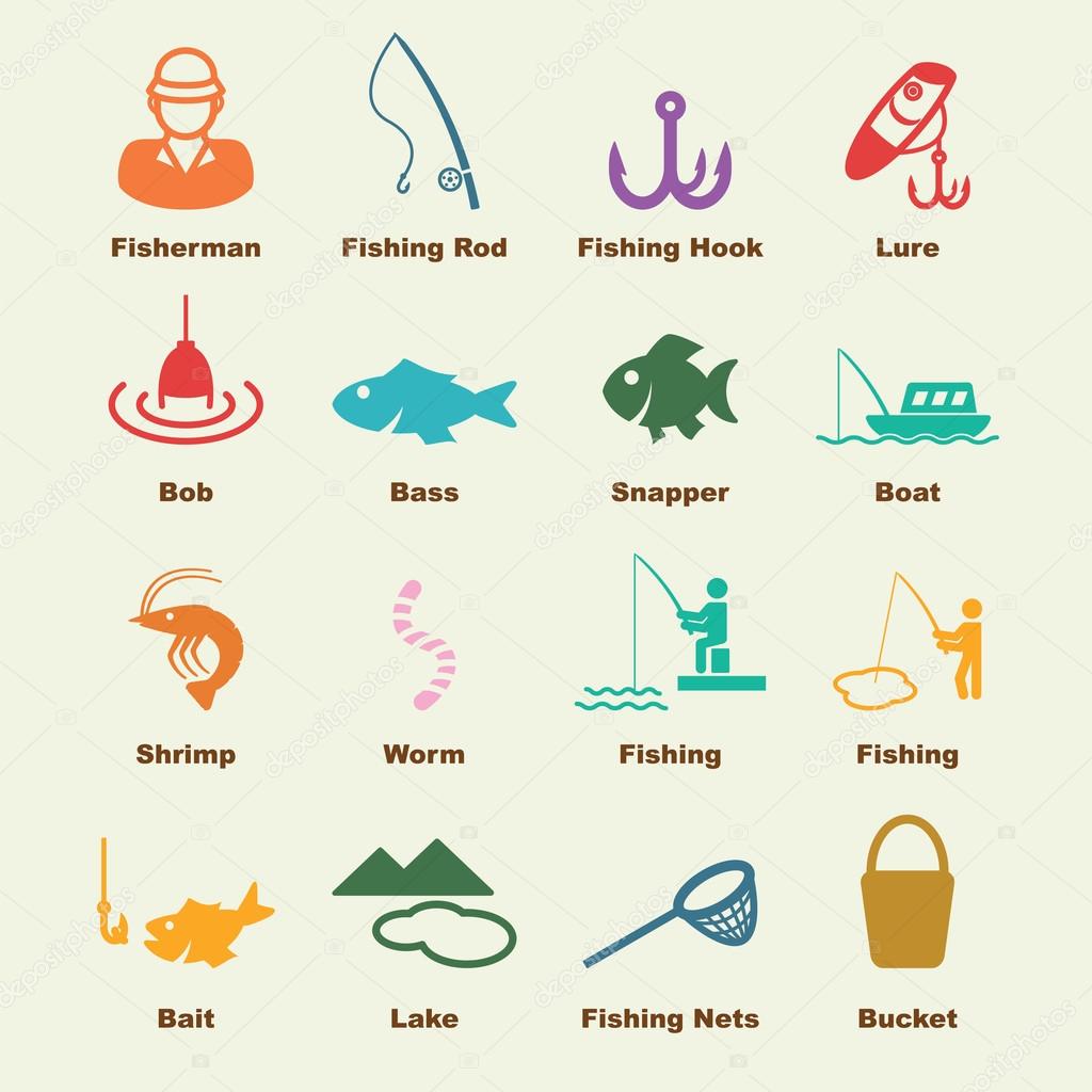 Fishing elements, vector infographic icons