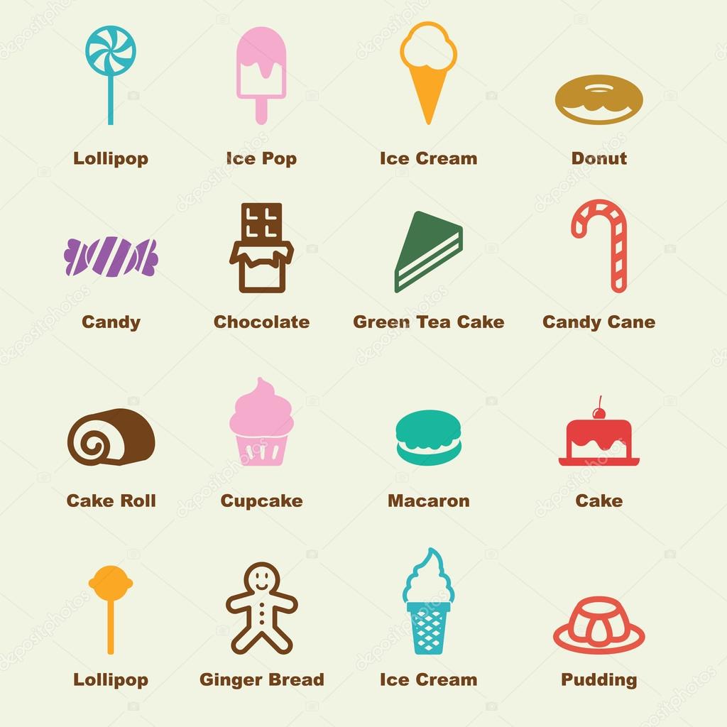 Sweet elements, vector infographic icons