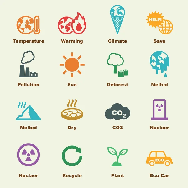 Éléments de réchauffement climatique — Image vectorielle