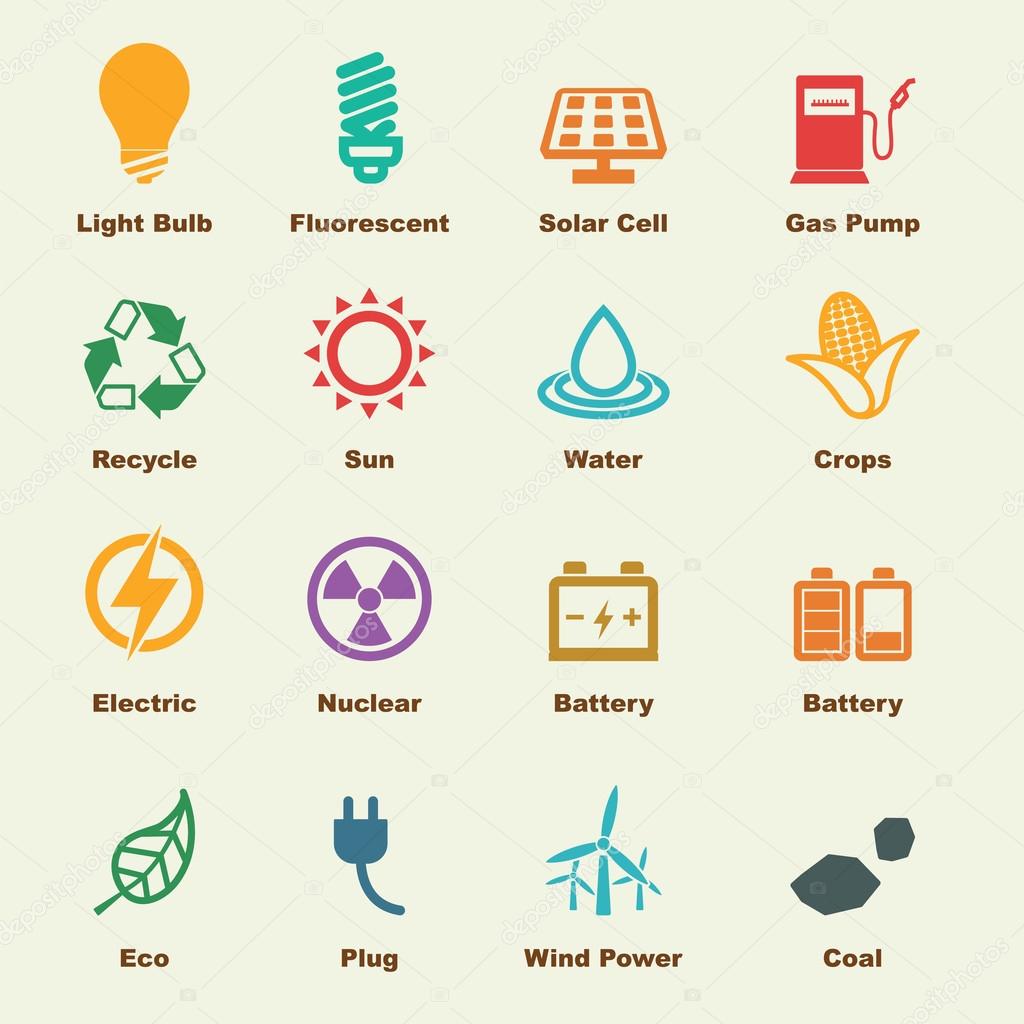 Energy elements, vector infographic icons