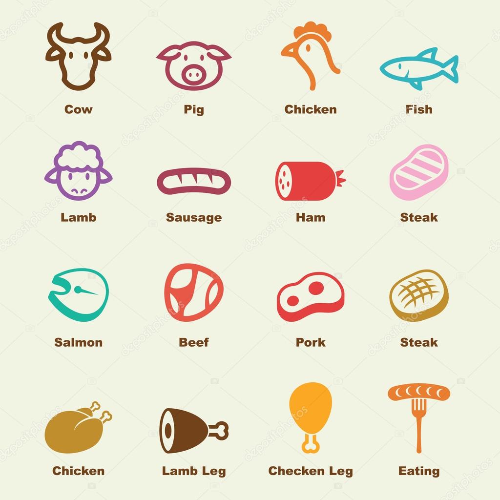 Meat elements, vector infographic icons