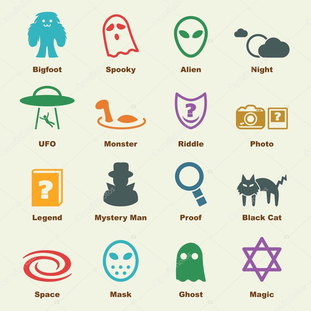 Mystery elements, vector infographic icons